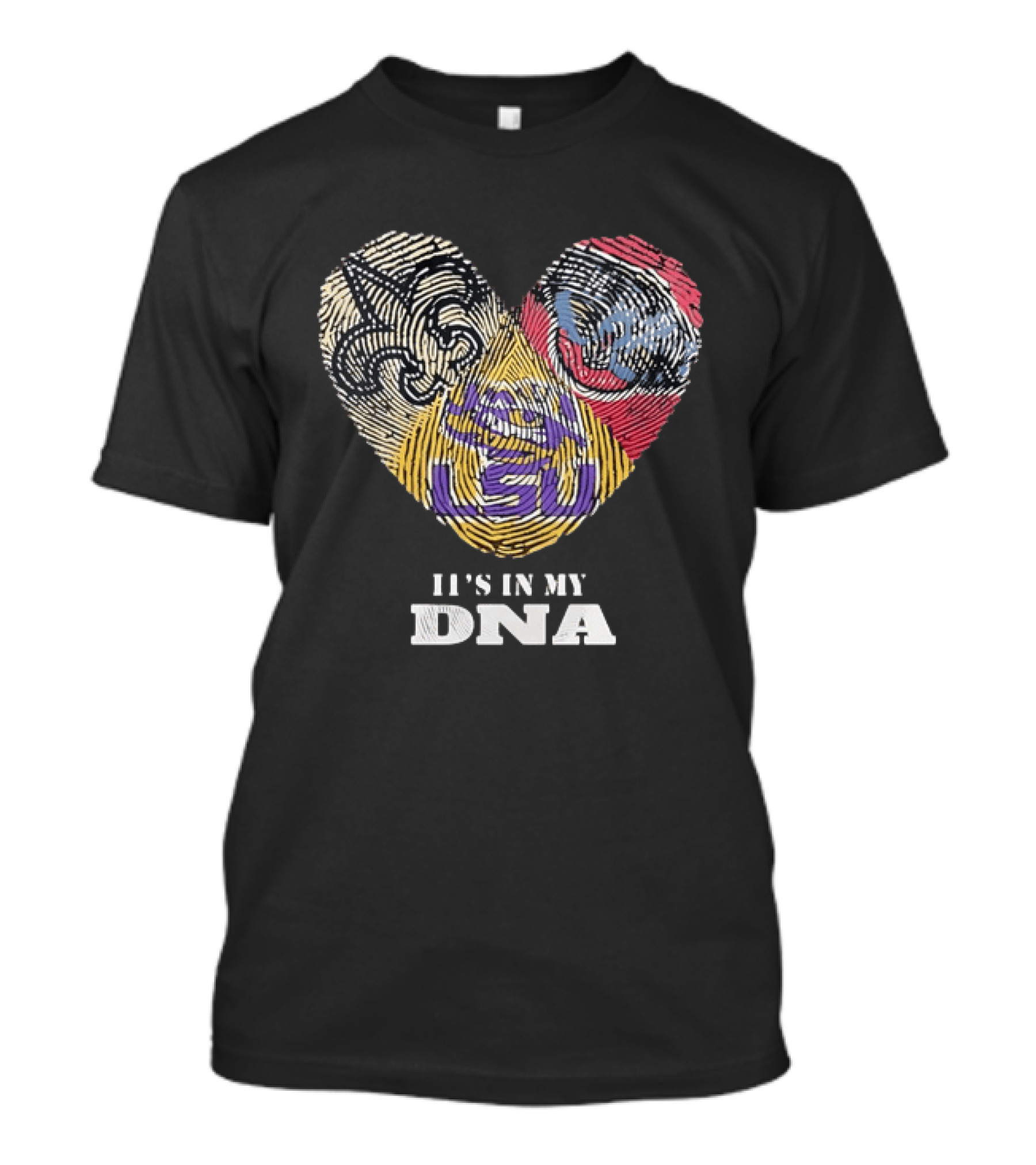 LSU New Orleans Saints It's In My DNA Fingerprint Heart T-Shirt