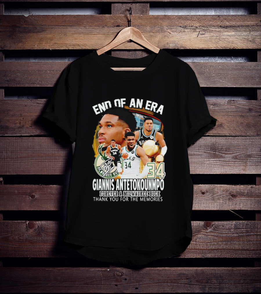 End Of An Era Giannis Antetokounmpo Milwaukee Bucks Thank You For The Memories T-Shirt