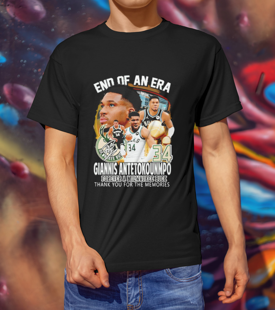 End Of An Era Giannis Antetokounmpo Milwaukee Bucks Thank You For The Memories T-Shirt