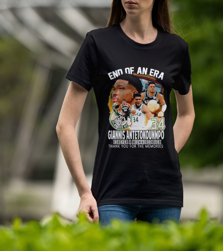 End Of An Era Giannis Antetokounmpo Milwaukee Bucks Thank You For The Memories T-Shirt