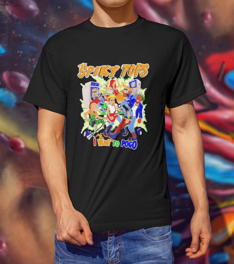The Spiky Tops I Want To Pogo Punk Rock Music Band Comic T-Shirt