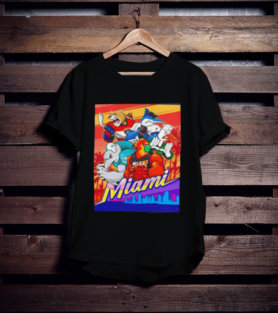 Miami Sports City Team Mascots Collage T-Shirt