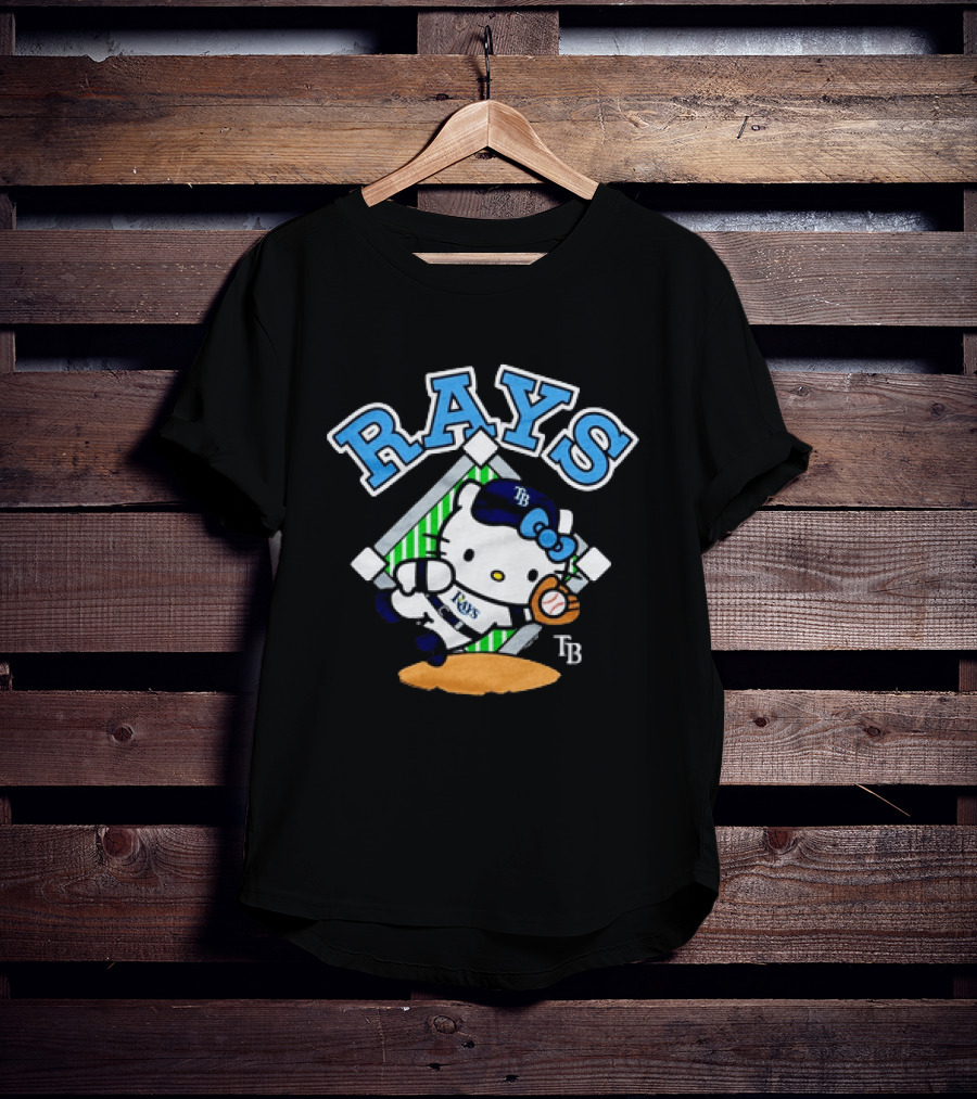Hello Kitty Tampa Bay Rays MLB Baseball Player Cartoon With Ball T-Shirt