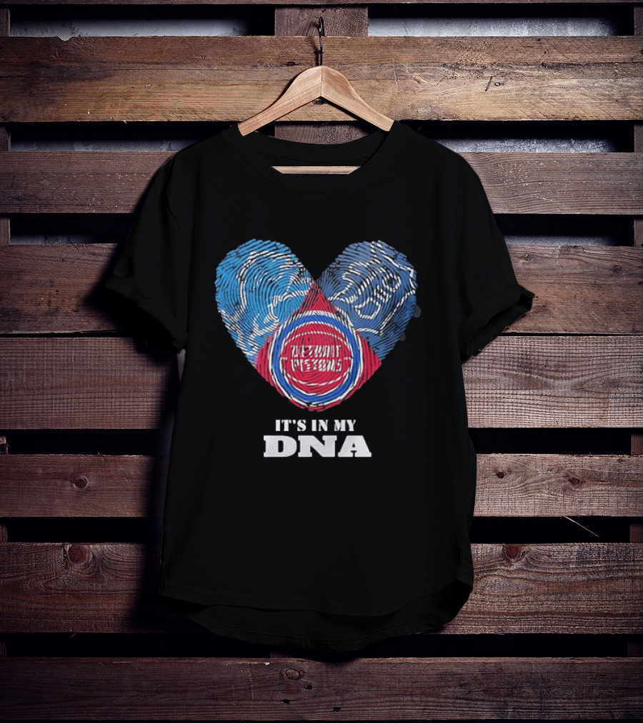 It's In My DNA Detroit Pistons Fingerprint Heart T-Shirt