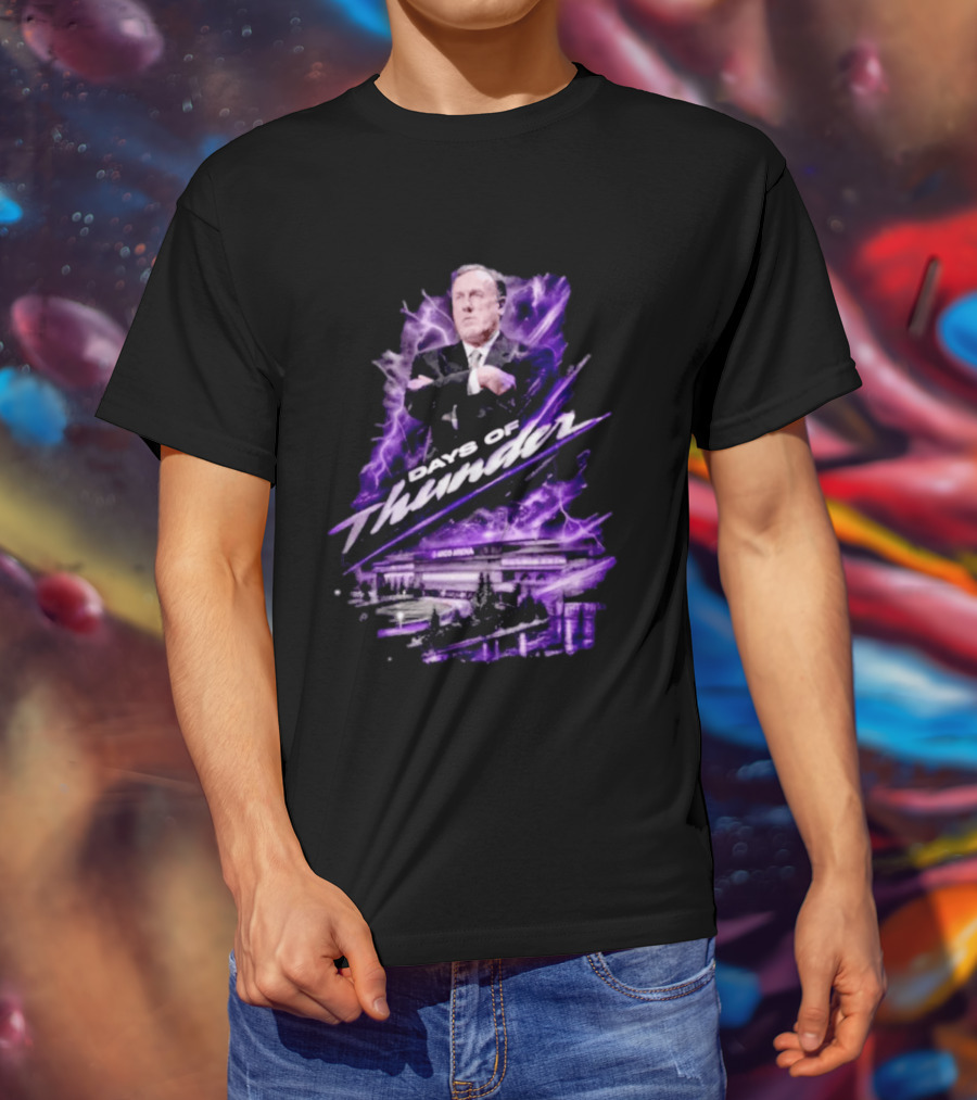 Rick Adelman Days Of Thunder Arco Arena Purple Lightning T-Shirt