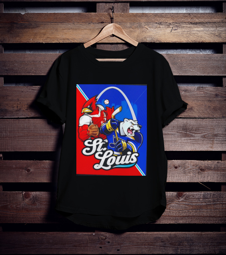 St Louis Cardinals Baseball Blues Hockey Arch Iconic Sports Team Collage T-Shirt