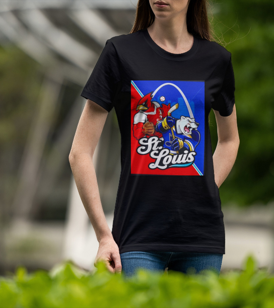 St Louis Cardinals Baseball Blues Hockey Arch Iconic Sports Team Collage T-Shirt