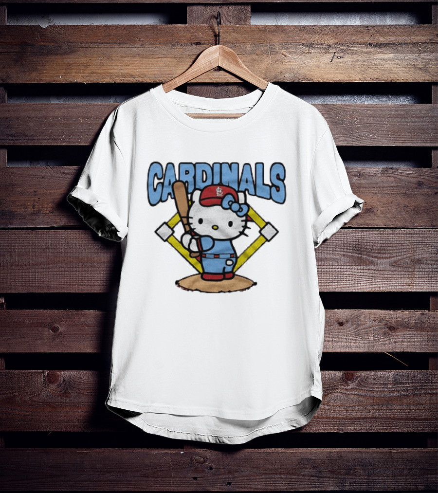 Hello Kitty St Louis Cardinals Baseball Batter MLB Cartoon T-Shirt