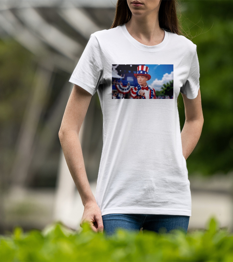 Sophia Cunningham Uncle Sam Patriotic Costume Red White Blue Stars And Stripes T-Shirt
