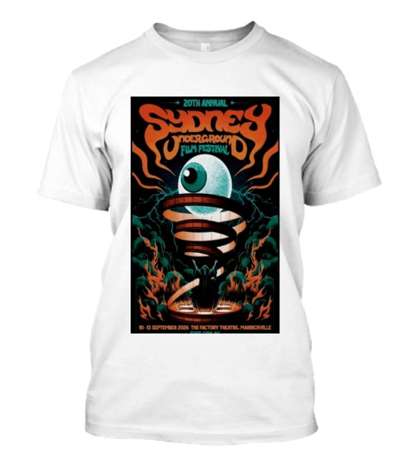 20th Annual Sydney Underground Film Festival Sept 10 13 2026 The Factory Theatre Marrickville Vintage Eye Spiral T-Shirt