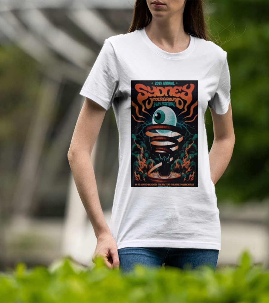 20th Annual Sydney Underground Film Festival Sept 10 13 2026 The Factory Theatre Marrickville Vintage Eye Spiral T-Shirt