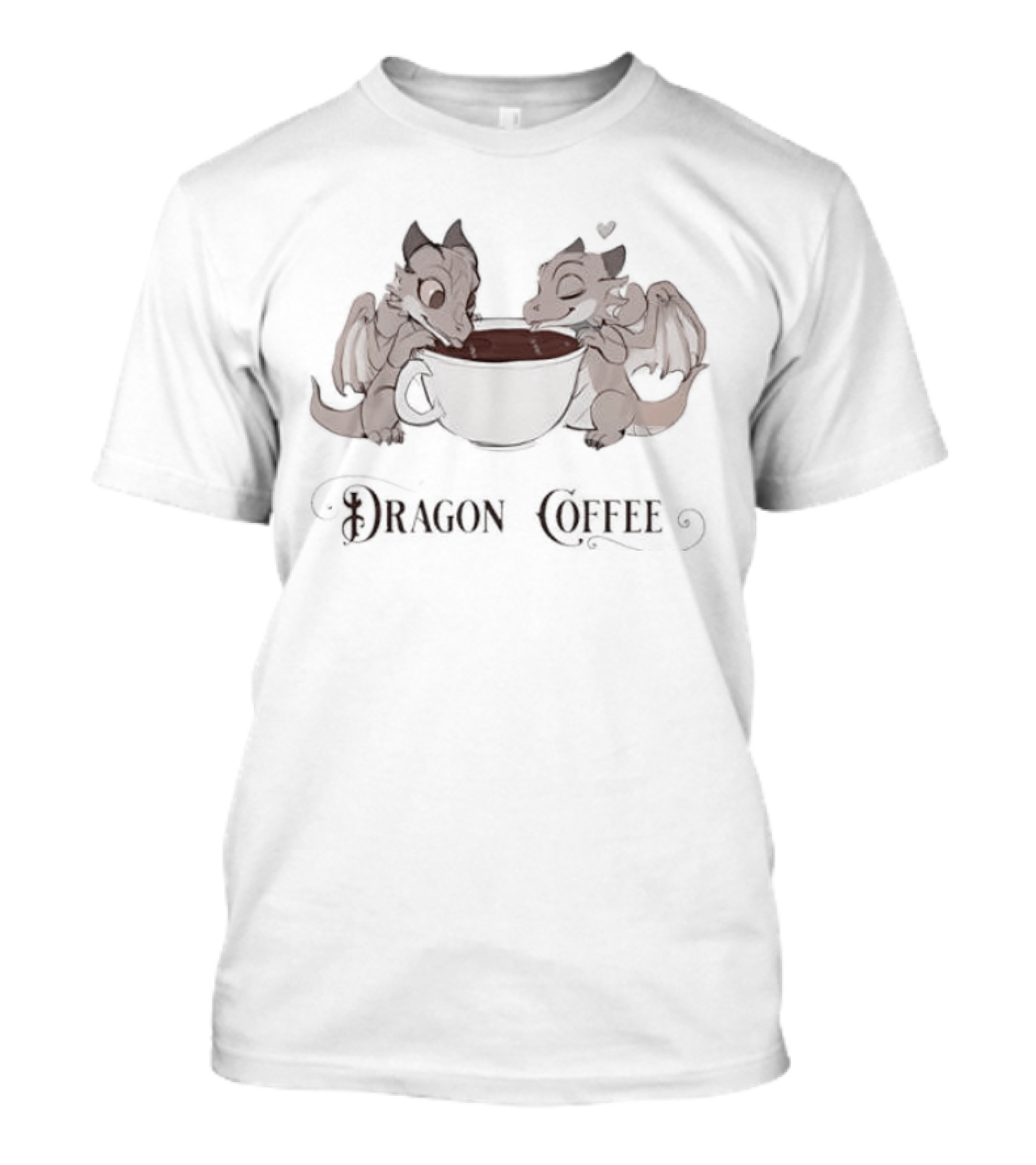 Syphon Brewed Dragon Coffee Fantasy Art Dual Dragons Cup T-Shirt