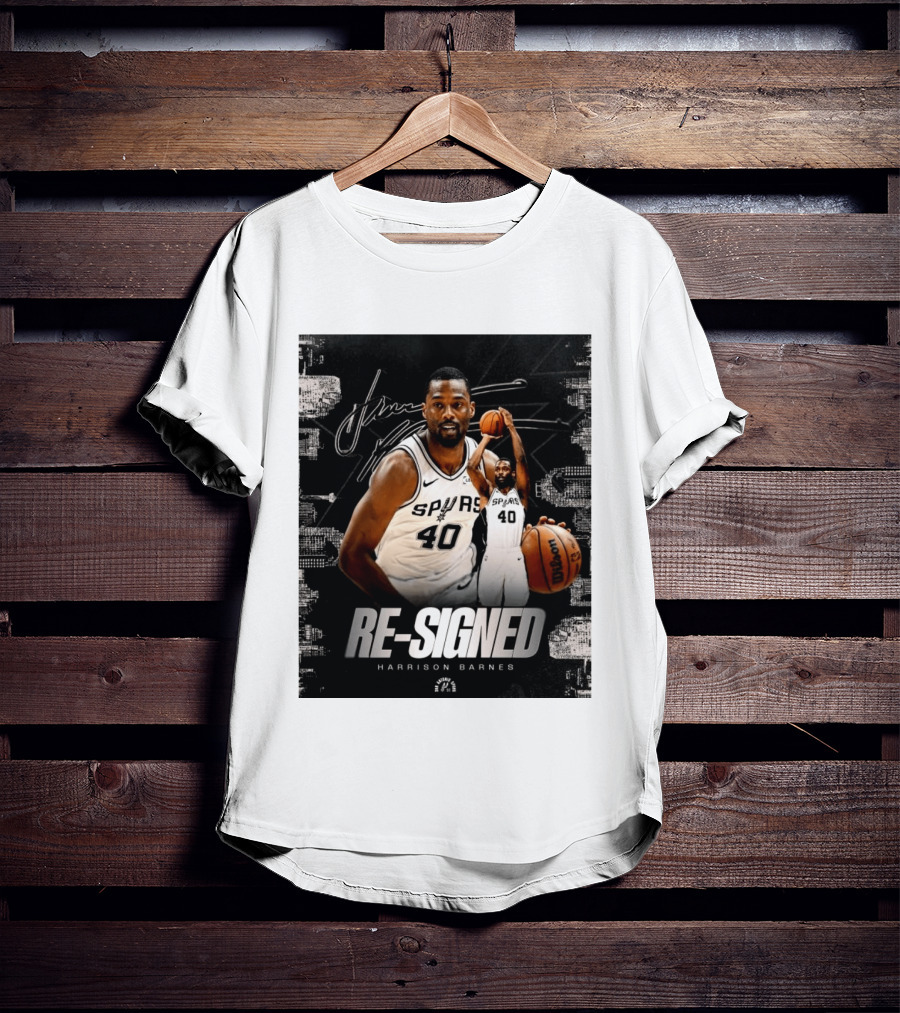 Re Signed Harrison Barnes Spurs 40 Basketball Return T-Shirt