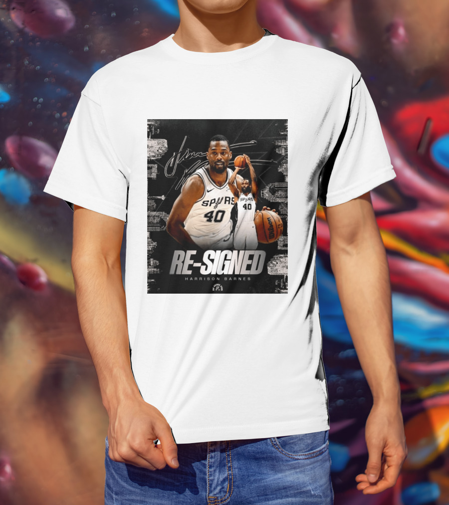 Re Signed Harrison Barnes Spurs 40 Basketball Return T-Shirt