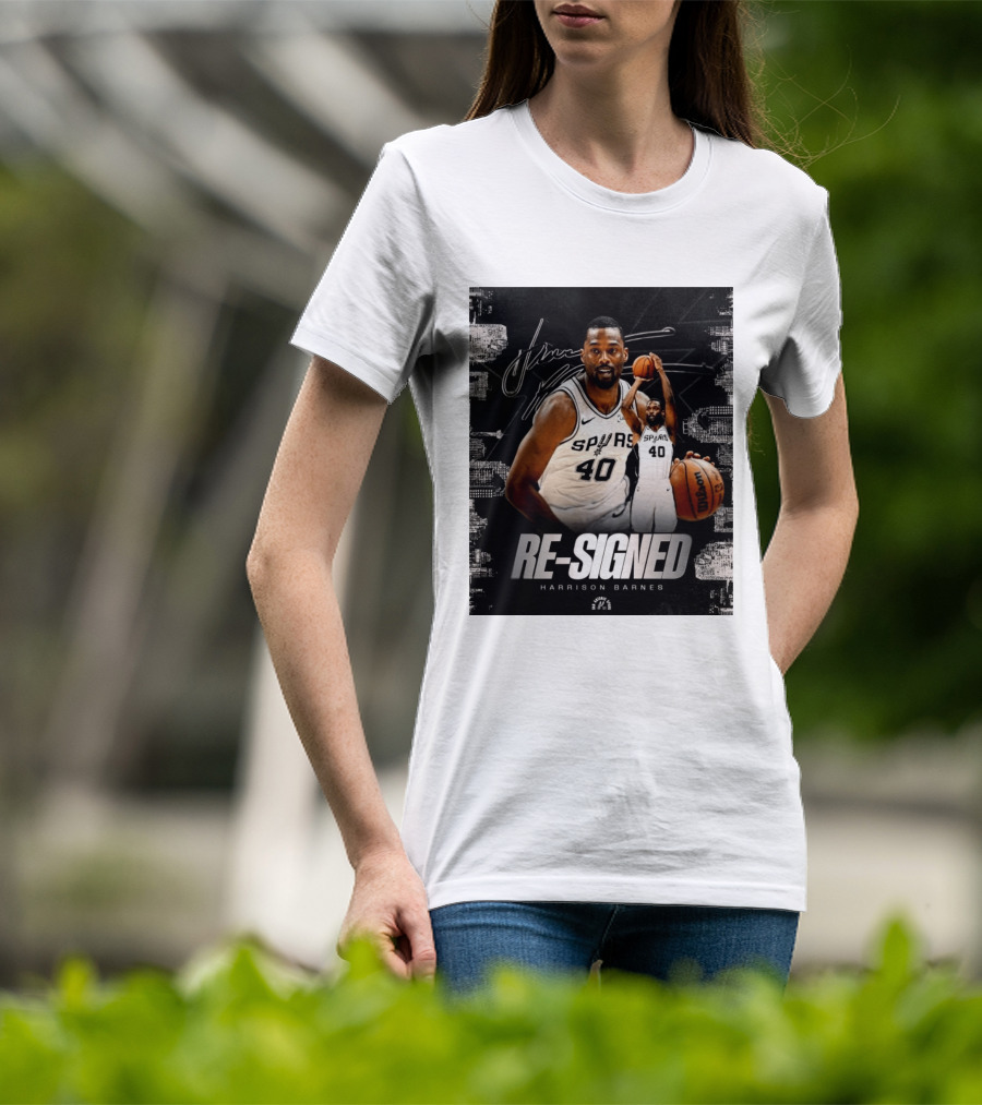 Re Signed Harrison Barnes Spurs 40 Basketball Return T-Shirt