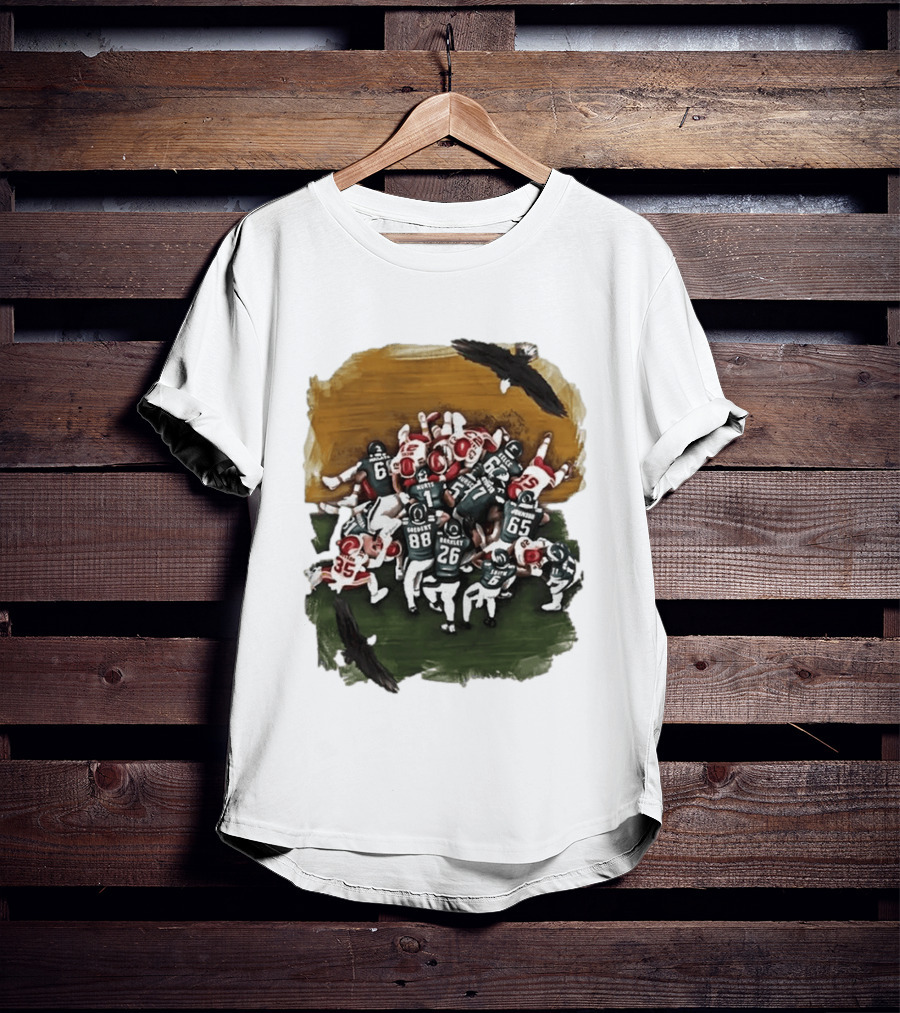 Philadelphia Eagles Tush Push Football Play Action With Team Players And Opponents T-Shirt