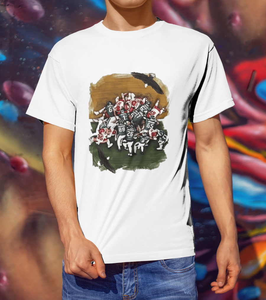Philadelphia Eagles Tush Push Football Play Action With Team Players And Opponents T-Shirt