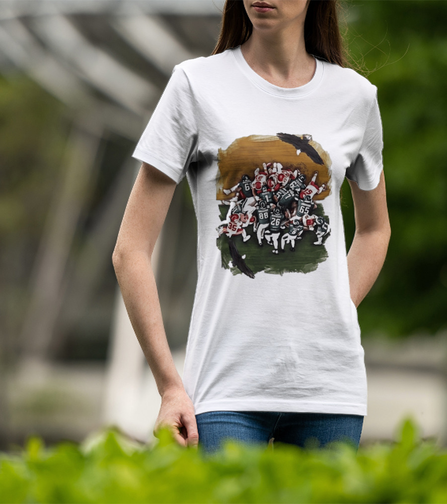 Philadelphia Eagles Tush Push Football Play Action With Team Players And Opponents T-Shirt