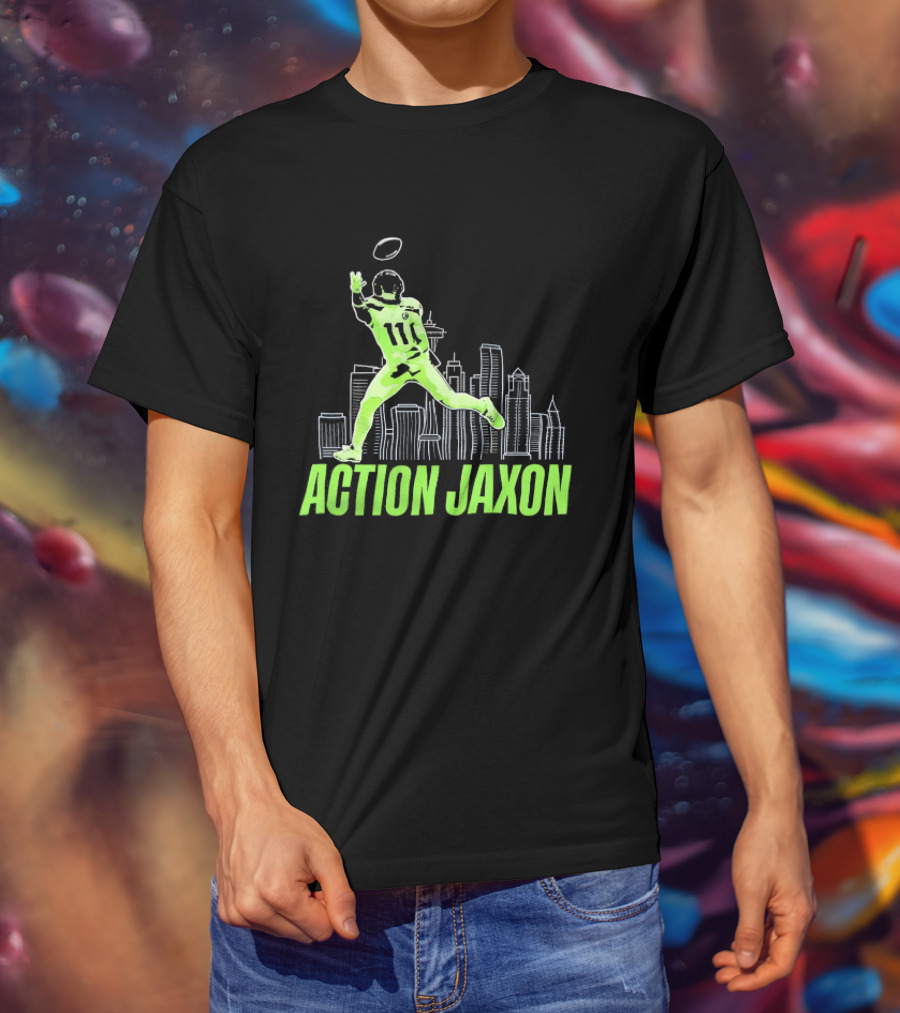 Action Jaxon Seattle Skyline Football Catcher T-Shirt