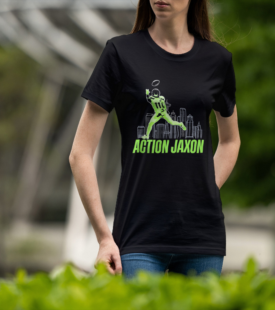 Action Jaxon Seattle Skyline Football Catcher T-Shirt