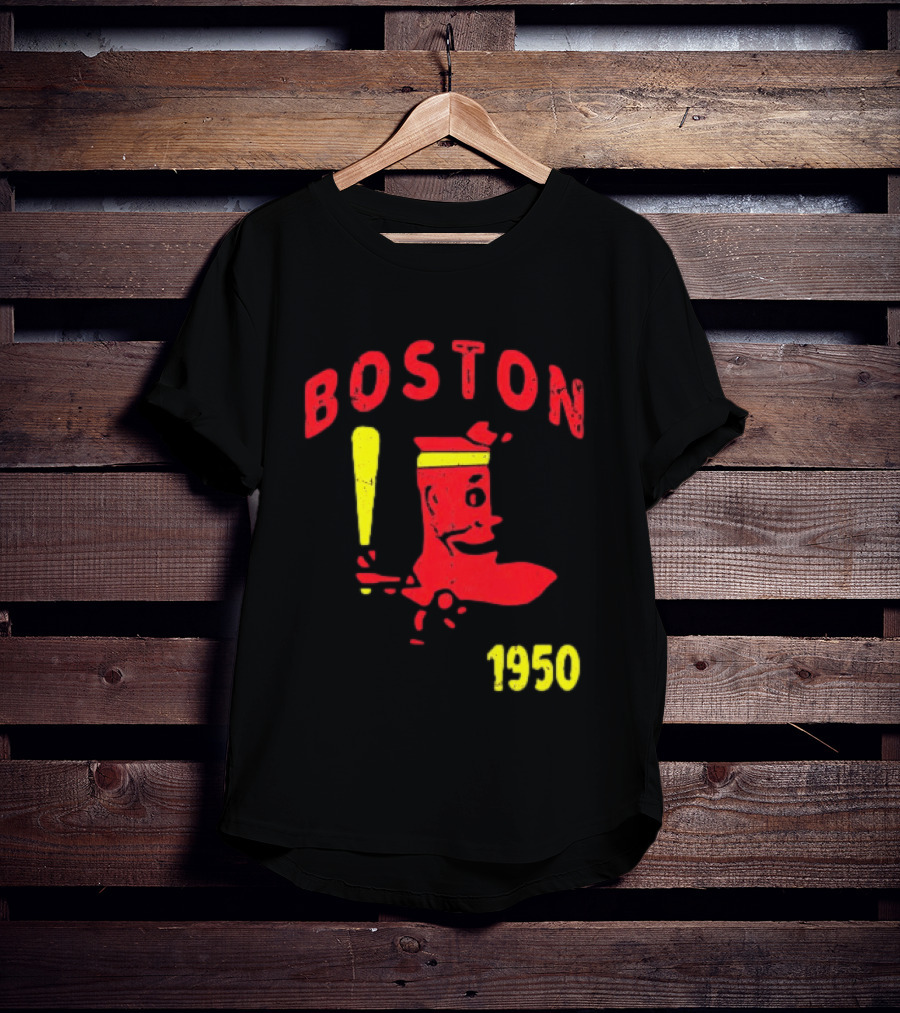 Boston 1950 Baseball Player Boot And Bat T-Shirt