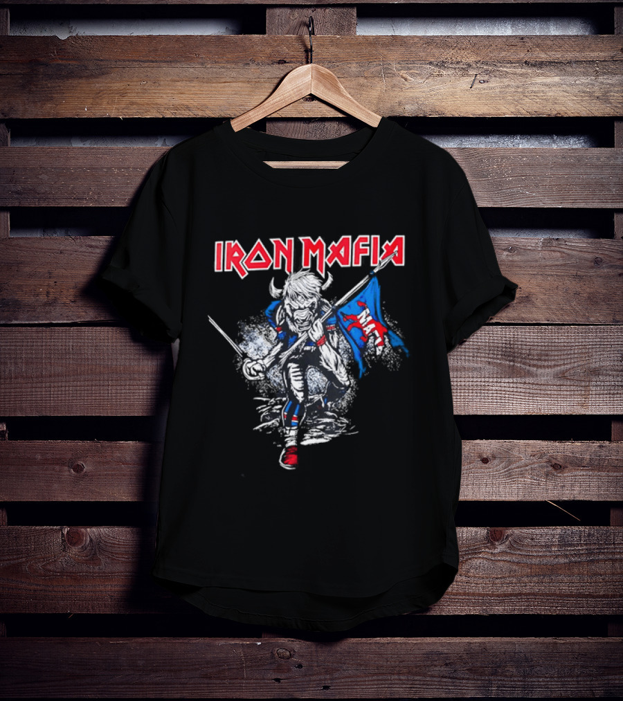 Iron Mafia Buffalo Bull Charging With Flag Buffalo Bills T-Shirt