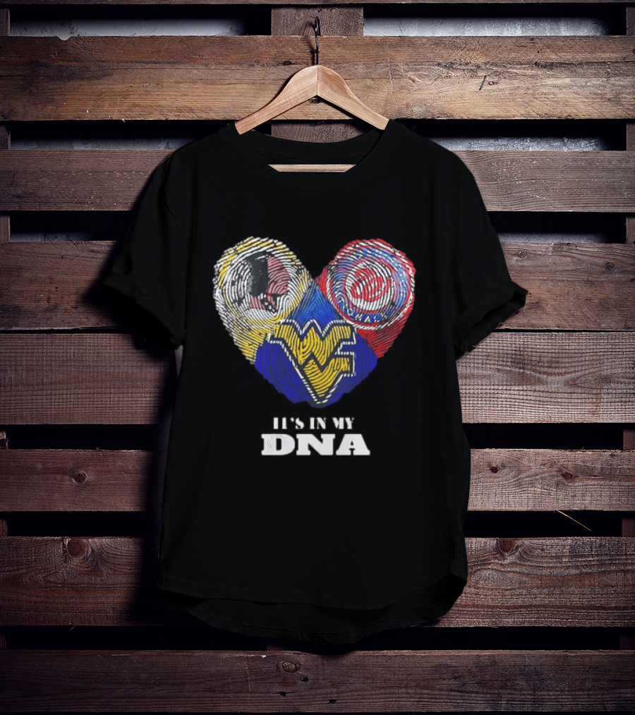 It Is In My DNA West Virginia Mountaineers Washington Commanders Logos Fingerprint T-Shirt