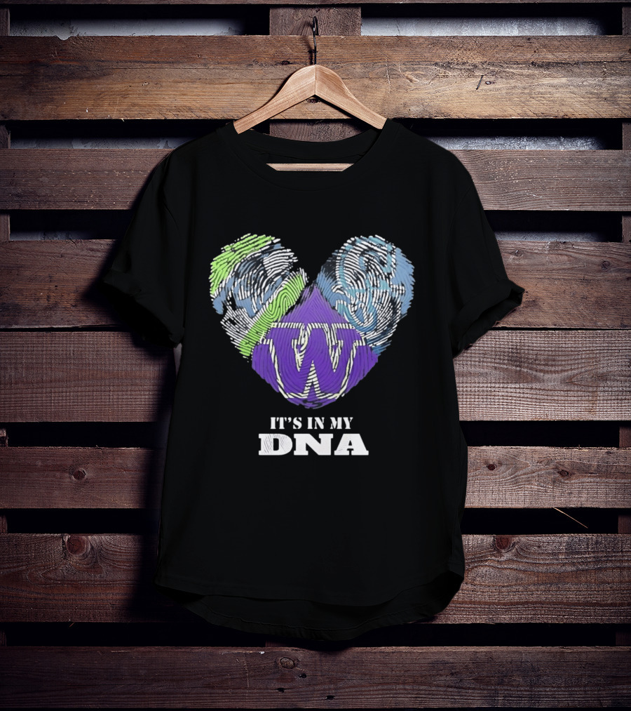 Washington Huskies It's In My DNA Fingerprint Heart T-Shirt