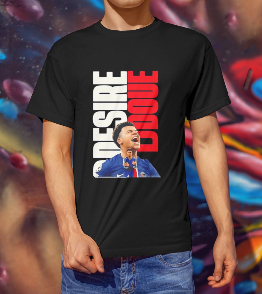 Désiré Doué Celebrating PSG Paris Saint Germain Player T-Shirt