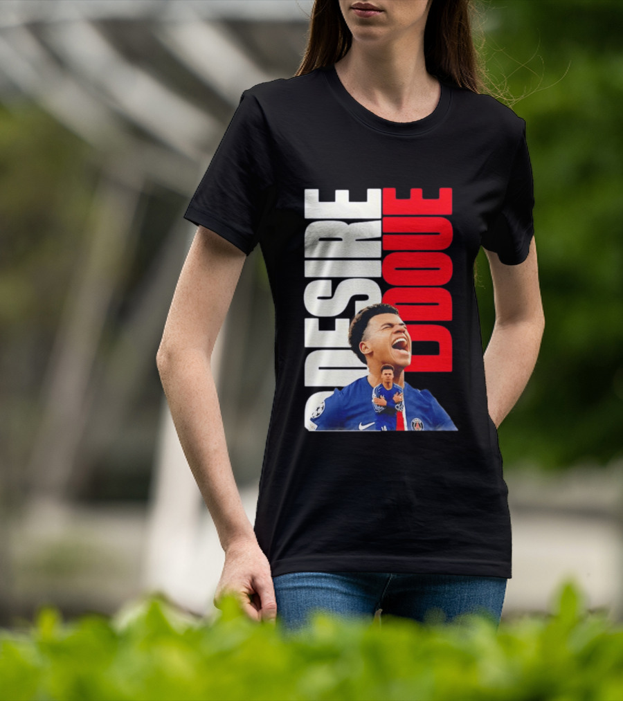 Désiré Doué Celebrating PSG Paris Saint Germain Player T-Shirt