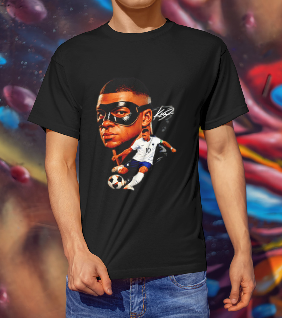 France Kylian Mbappe 10 Soccer Star Masked Player T-Shirt