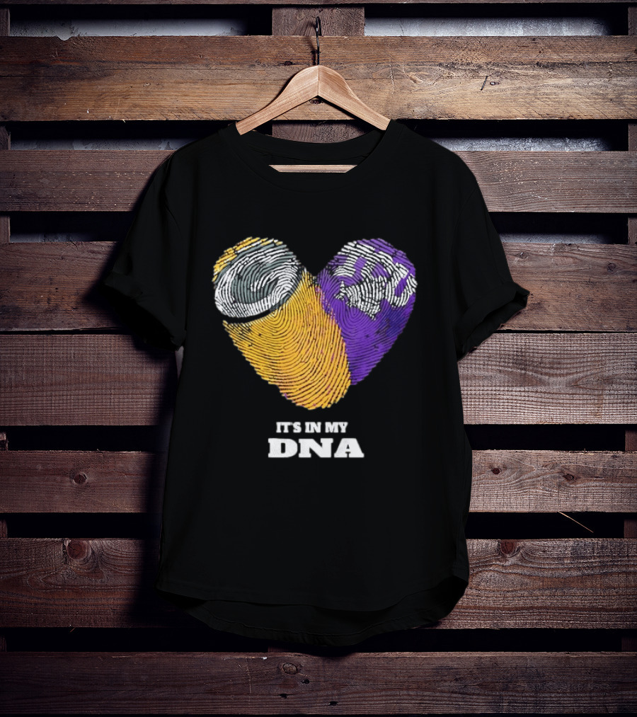 Green Bay Packers TCU Horned Frogs It's In My DNA Heart Fingerprints Fan Love T-Shirt