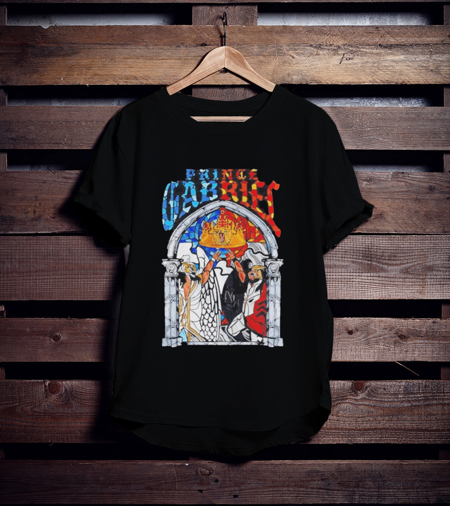 Prince Gabriel Stained Glass Window Kings Crown Angels T-Shirt