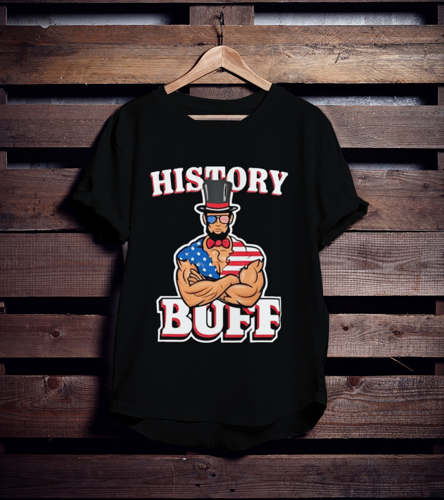 History Buff Abraham Lincoln Gym Bro American Flag Muscle T-Shirt