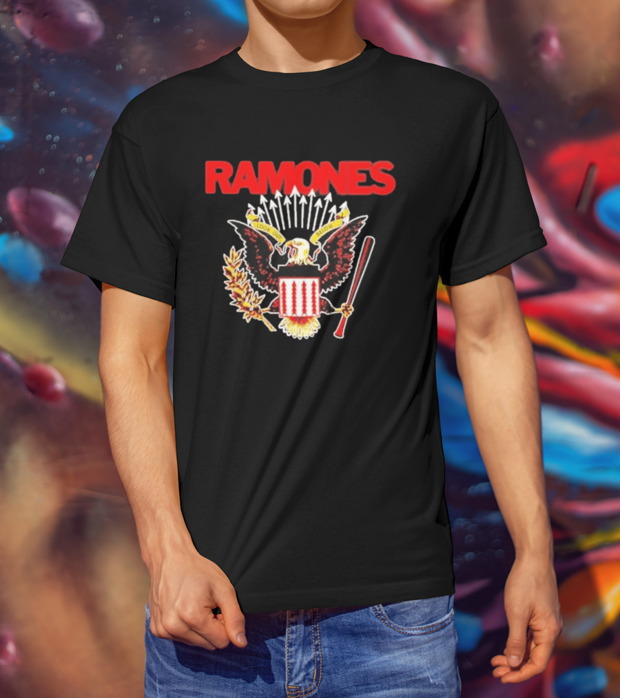 Ramones Look Out Below Punk Rock Eagle Crest T-Shirt