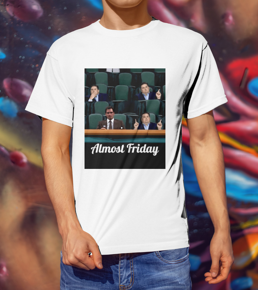 Almost Friday Meme With Roger Federer And Jonah Hill In Audience T-Shirt