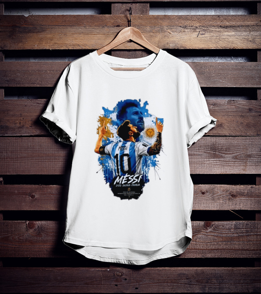 Messi Dios Patria Familia Argentina Football 10 Pointing To The Sky T-Shirt