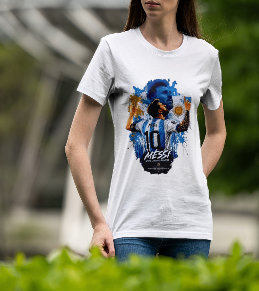 Messi Dios Patria Familia Argentina Football 10 Pointing To The Sky T-Shirt