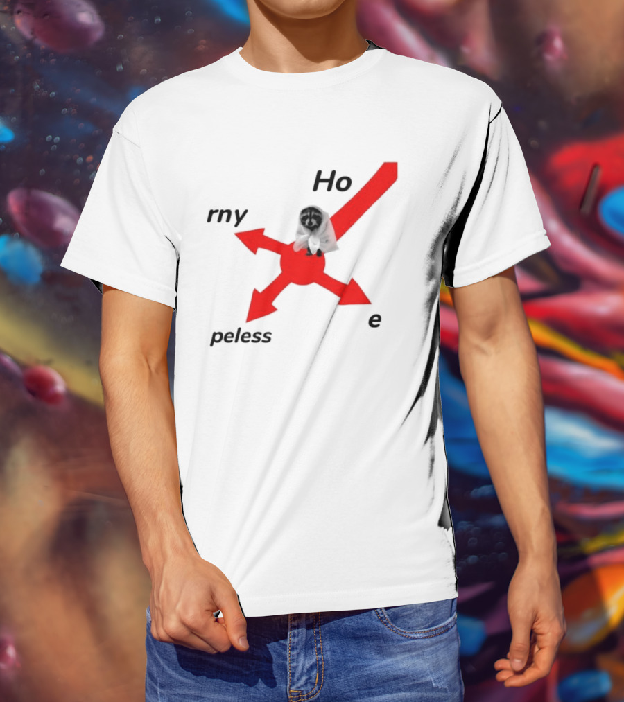 Raccoon Meme Ho Rny Peless Compass T-Shirt
