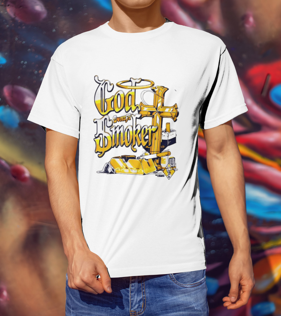God Loves A Smoker Religious Faith Christian Cross Cigarette Ashtray T-Shirt
