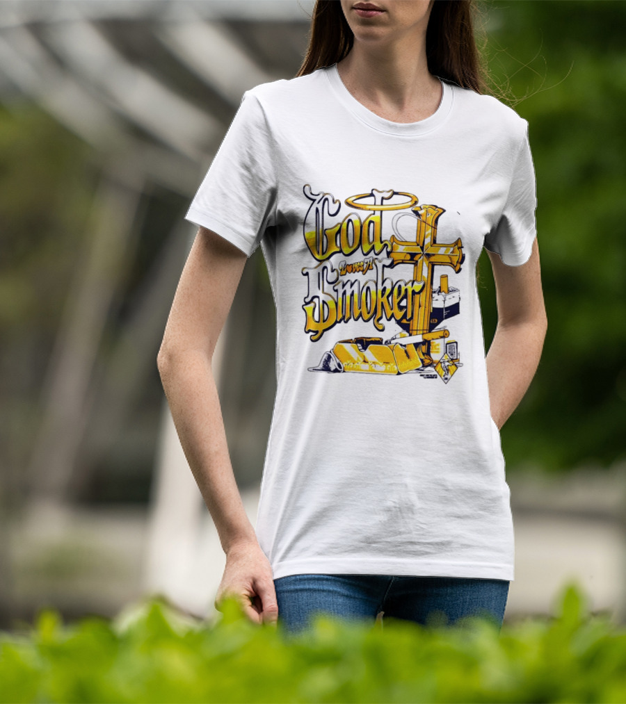 God Loves A Smoker Religious Faith Christian Cross Cigarette Ashtray T-Shirt