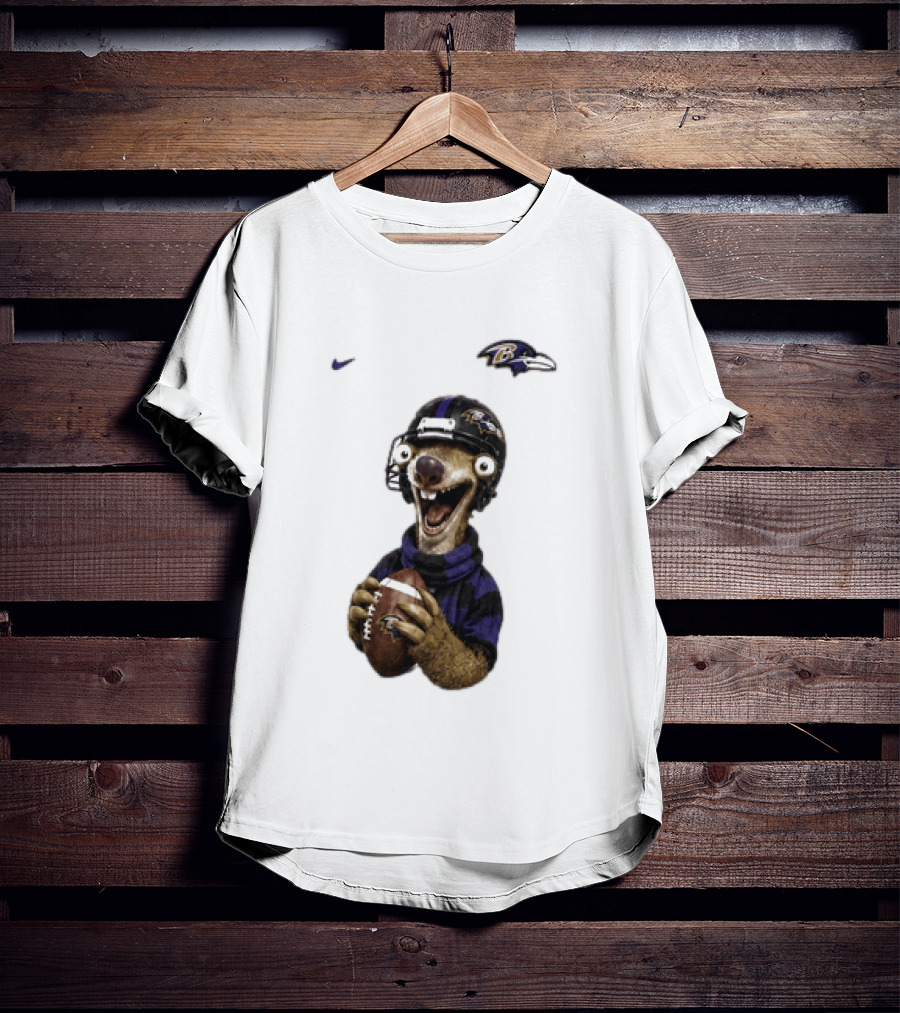 Sid The Sloth Baltimore Ravens Football Helmet And Ball Ravens Fan Gear T-Shirt