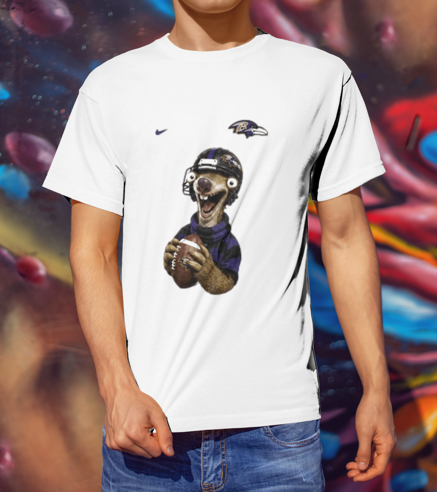 Sid The Sloth Baltimore Ravens Football Helmet And Ball Ravens Fan Gear T-Shirt