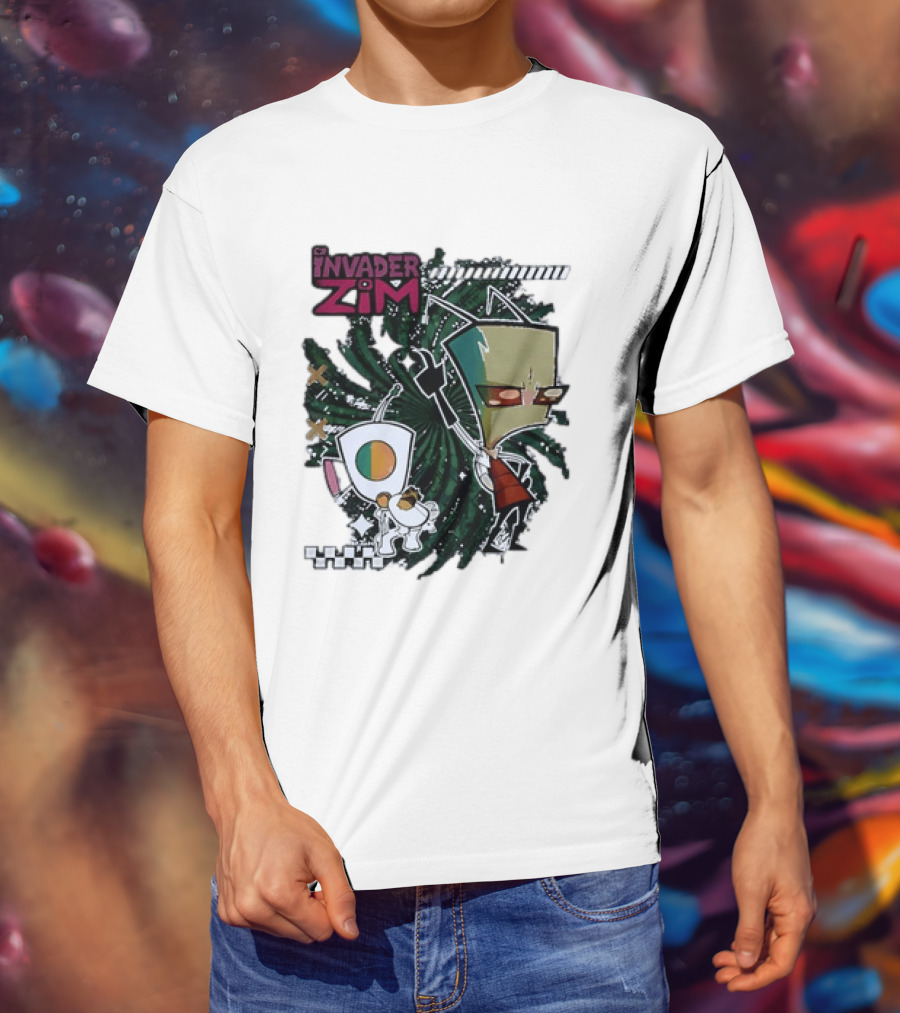 Invader Zim Gir With Zim Eating Taco Spiral T-Shirt