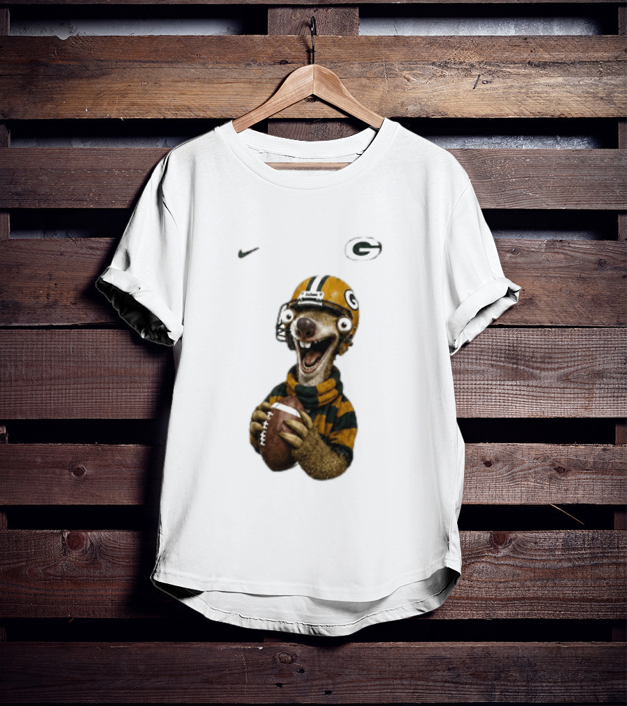Sid The Sloth Green Bay Packers Football Helmet Fan Gear T-Shirt