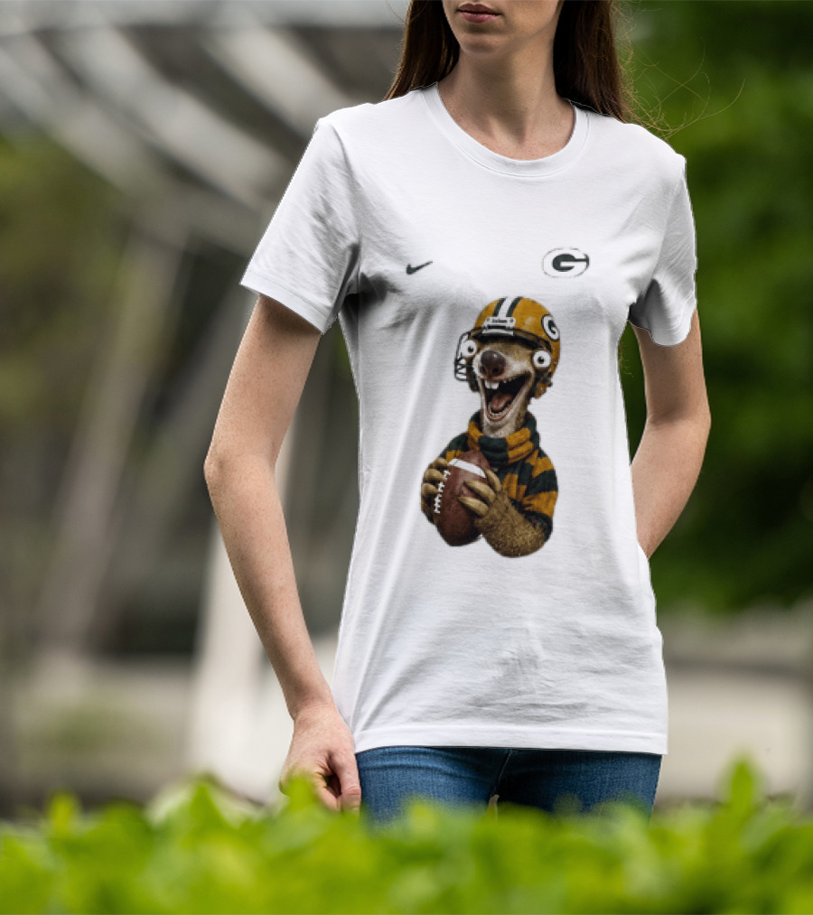 Sid The Sloth Green Bay Packers Football Helmet Fan Gear T-Shirt