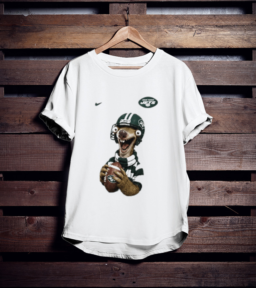 Sid The Sloth New York Jets Football Helmet Scarf And Ball T-Shirt