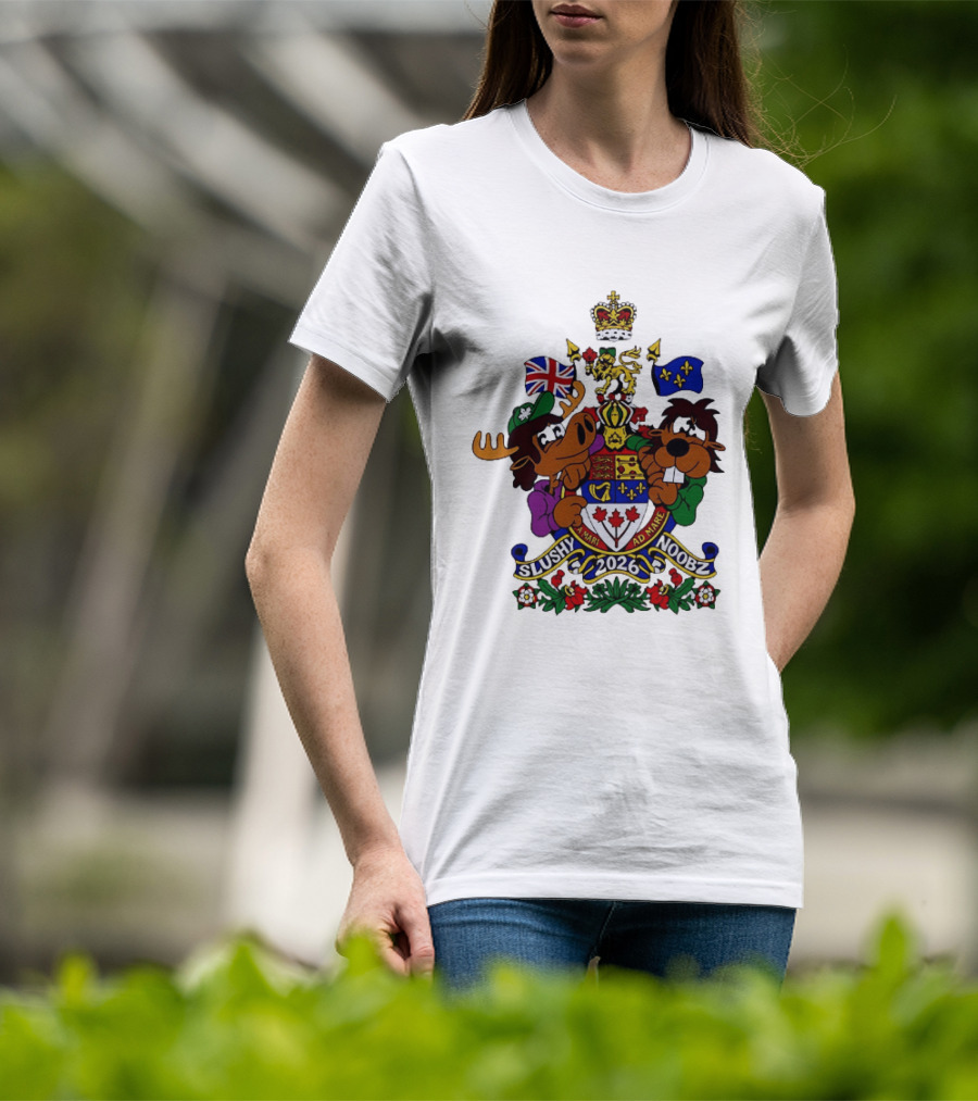 Slushy Noobz Canadian Crest Moose And Beaver 2026 T-Shirt