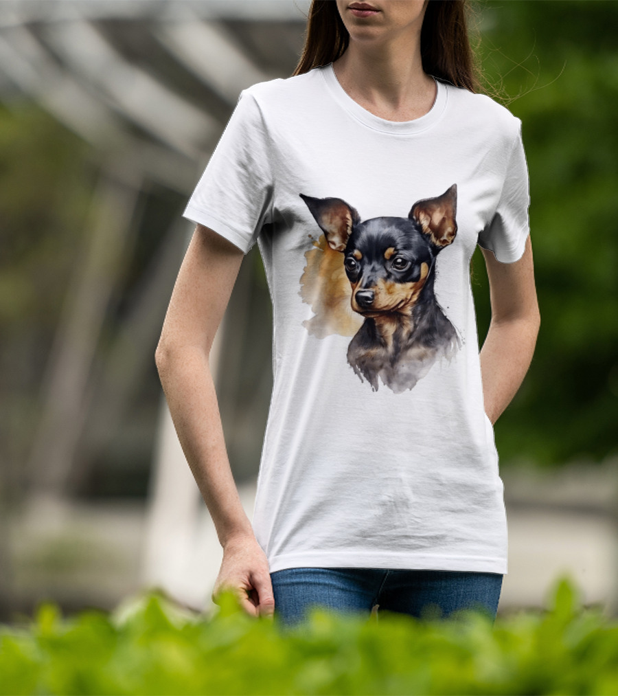 Miniature Pinscher Dog Watercolor T-Shirt