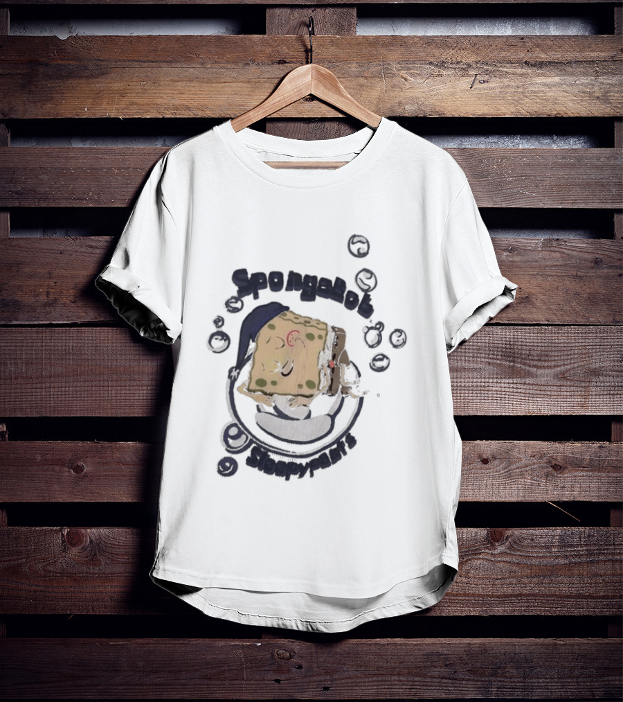 SpongeBob SleepyPants Sleeping Cartoon Blue Cotton Soft T-Shirt